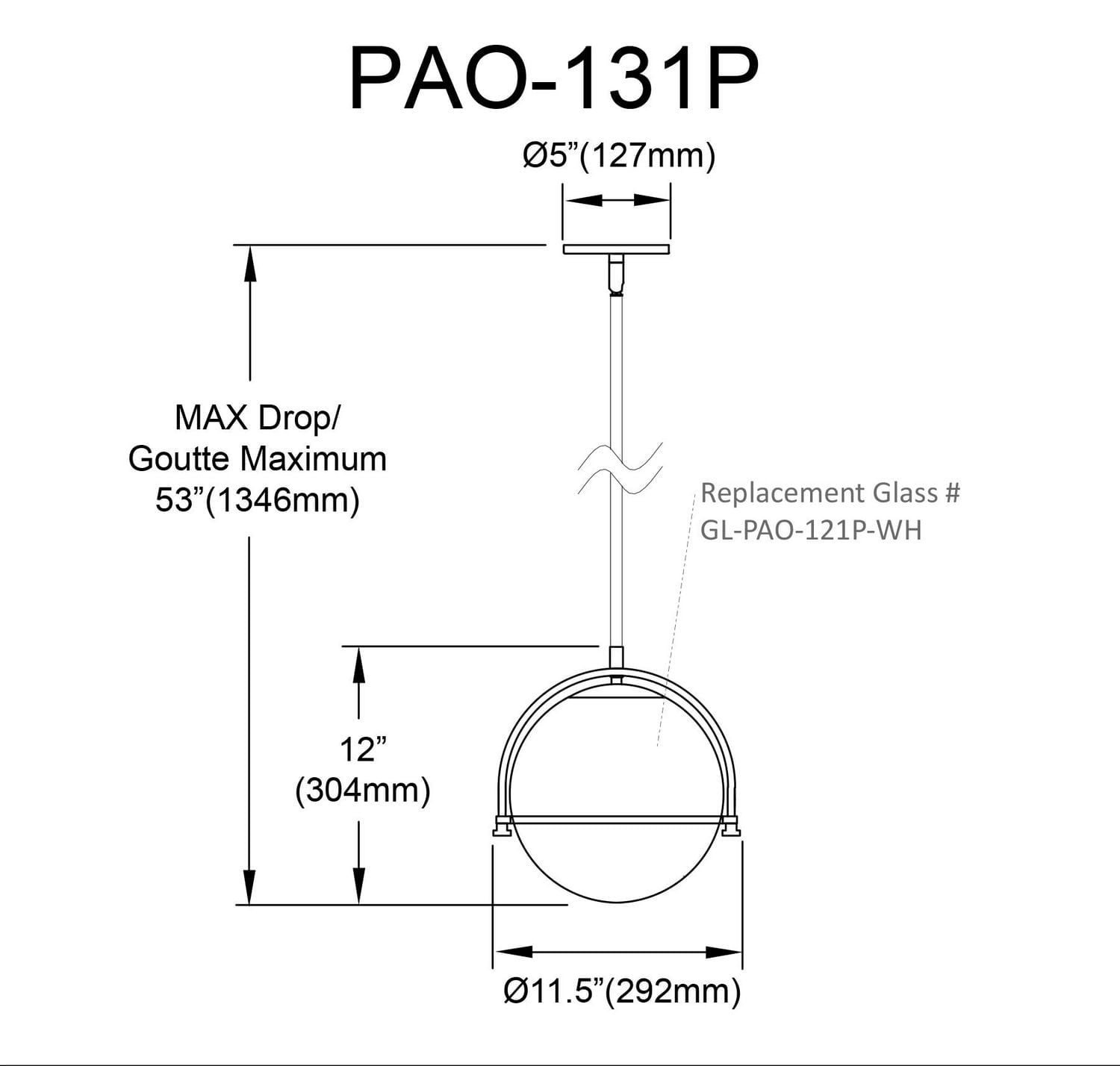 Paola 1 Light Pendant - Matte Black - White Opal Glass