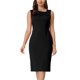 thumbnail image 1 of Vestido midi sin mangas de INSPIRE CHIC, vestido lápiz asimétrico con cuello arrugado, negro XL, 1 of 6