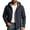 Dark Blue, variant on Men's Lightweight Hooded Softshell Jacket for Travel, Windproof Coat Layering Outerwear with Zipper Pockets for Commuting Fall Winter Wear, Black, L