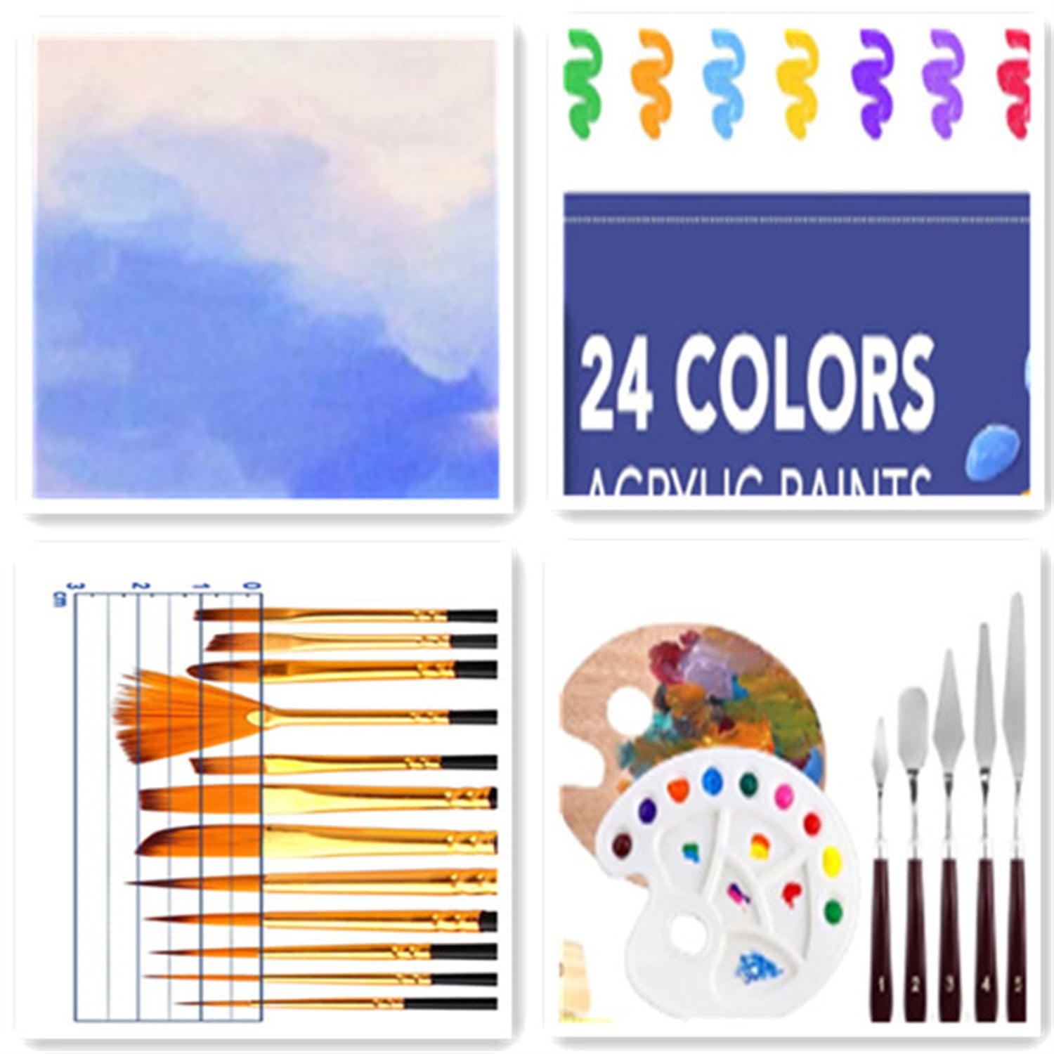 Professional Acrylic Paint Set, 60PCS with Painting Brushes,Acrylic Paints,Easel,4 Sizes Blank Canvases,Palette, Paint Knives,Brush Cup and Art Sponges for Adults Hobbyists and Beginners