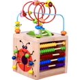 thumbnail image 1 of Cubos de actividades 6 en 1 para bebés, juguetes educativos de madera para niños pequeños, juguetes de aprendizaje de desarrollo Montessori con laberinto de cuentas 12-18 meses niños niñas (embalaje TUNC Sencillez, 1 of 5
