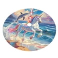 thumbnail image 5 of Cauagu 48" Christmas Tree Skirt Dolphin Rainbow Horse Pattern Christmas Tree Decorations Tree Mat for Xmas Decorations Occasion Holiday Home Decor -48", 5 of 7