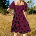 thumbnail image 3 of Butterfly pattern Short-Sleeved Dress dresses for womens02 festival outfit women, 3 of 6