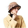 thumbnail image 2 of Dyfzdhu Women Autumn Winter Flowers Round Top Casual Fisherman Bucket Cap Small Bowler Hat, 2 of 3