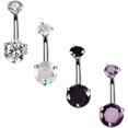 thumbnail image 1 of LAICAIW 14G Surgical Steel Belly Button Rings, Internally Threaded Round CZ Navel Barbell Stud for Women Men, 1 of 2