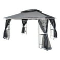 thumbnail image 6 of Tcbosik 13x10ft Outdoor Canopy with Mosquito Netting, Double Roof Gazebo Pergola, Patio Shelter with Metal Frame for Deck, Lawn, Garden, Backyard, Gray, 6 of 8