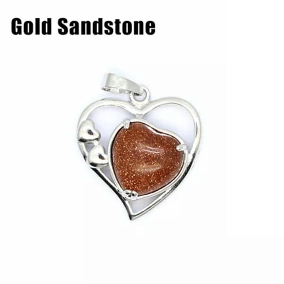 Natural Chakra Love Heart Crystal Stone Quartz Pendant Necklace Jewelry Healing