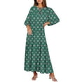 thumbnail image 1 of VOAVEKE Robes Grande Taille, Robe Décontractée Européenne à Manches Imprimées Géométriques pour Femmes, Col Rond et Cheville, Vert m, 1 of 4