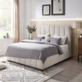 thumbnail image 4 of Kevinplus Twin/Queen Upholstered Bed Frame with Headboard, Wood Slat Support, No Box Spring Needed, White, 4 of 8