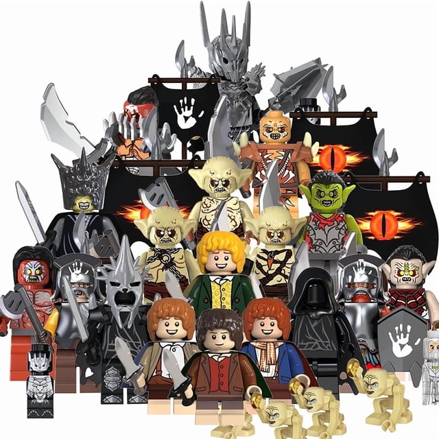 16 Piezas de Figuras Épicas de Fantasía: Héroes de la Tierra Media vs Ejército Oscuro, Bloques de Construcción Coleccionables para Juego Creativo, Regalo Ideal para Niños