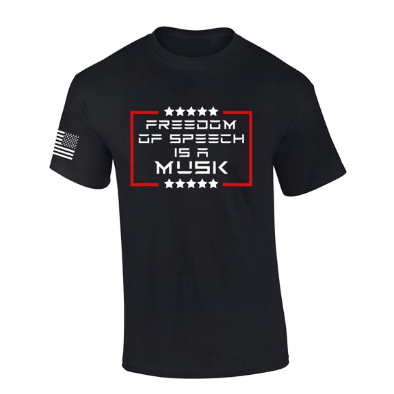 Mens Patriotic Tshirt Freedom Of Speech Is A Musk Futuristic Text Patriotic Elon Graphic Short Sleeve T-shirt Graphic Tee-Black-small