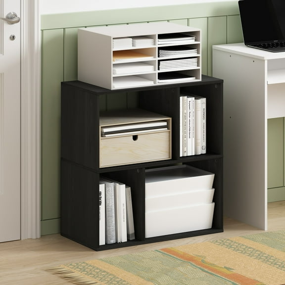 Furinno Daly 4-Cube Irregular Cubes Bookcase, Bookshelf, Storage Organizer, Espresso