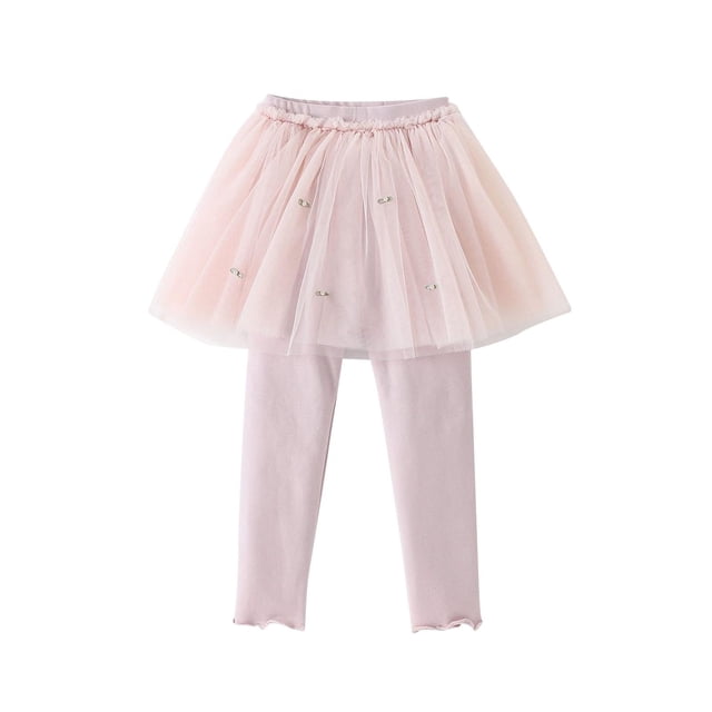 Odeerbi 9M-6Y Niñas Leggings Con Falda Tul Tutú Pantalones Falda de Gasa de Dos Piezas Pantalones Casual Cómodo Leggings