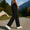thumbnail image 6 of Mifsaly High Waisted Cargo Pants Women Lightweight Straight Leg Hiking Pant with Multi Pockets Lightweight Casual Relaxed Fit Outdoor Outfits Black,XXL, 6 of 7