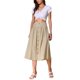 thumbnail image 2 of Falda Midi de Algodón INSPIRE CHIC para Mujer, Casual de Verano con Decoración de Botones y Cintura Elástica, Falda A-Line con Bolsillo XL Caqui, 2 of 6