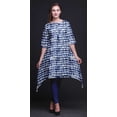 thumbnail image 3 of Bimba Kurti Asymétrique Imprimé Shibori Vague Bleue pour Femmes Robe d'Été Indienne Tunique TTG, 3 of 6