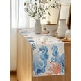 thumbnail image 2 of Blue Ocean Seahorses Table Runner 13x70in Non-Slip Cotton Linen Table Runners, Marine Coral Starfish Retro Linen Dresser Scarves TableRunner for Dinner Kitchen Dining Wedding Party, 2 of 9