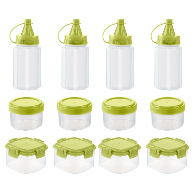Mini botella exprimidora de salsa de plástico, caja de condimentos, contenedores de aderezo para ensalada, accesorios de cocina para barbacoa al aire libre, 12 Uds.