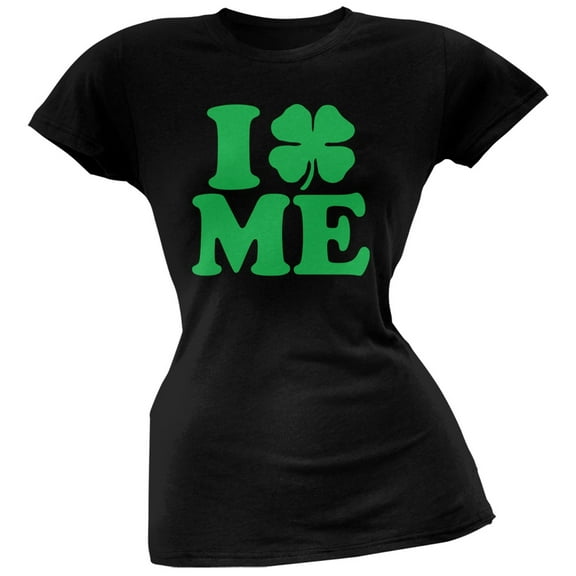 St. Patricks Day - I Shamrock Love Me Black Juniors Soft T-Shirt - X-Large