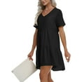 thumbnail image 3 of MLANM Women Summer Tunic Dress V Neck Casual Loose Flowy Swing Shift Dresses, XL Black, 3 of 8
