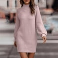 thumbnail image 2 of Patlollav Flash Picks 65% off Women Dresses Casual Solid Round Neck Long Sleeve Acrylic Dress, 2 of 6