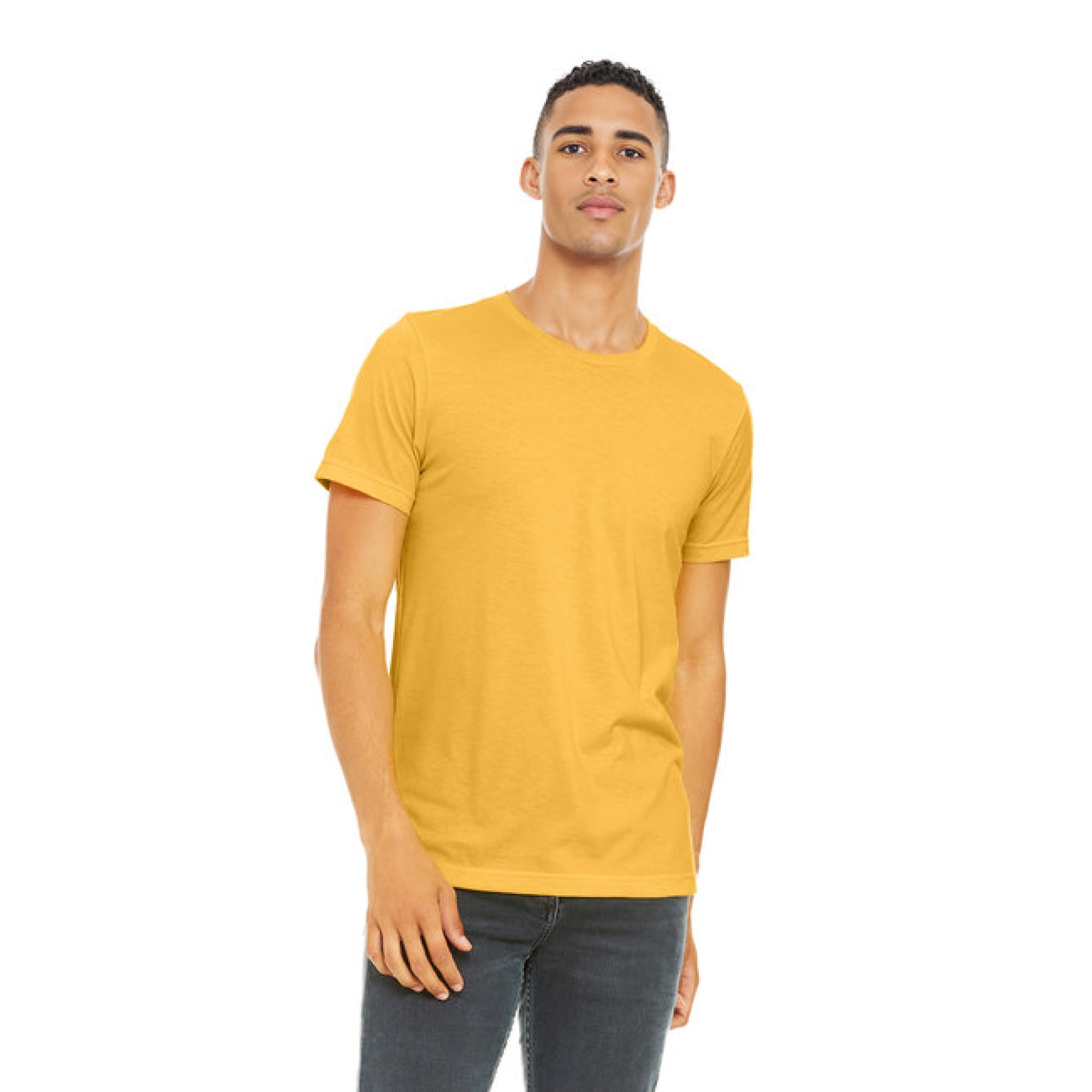 BELLA + CANVAS CVC Jersey Tee for Men, Eco-friendly Cotton/Poly Blank Shirt, Single Pack, Heather Yellow Gold, S