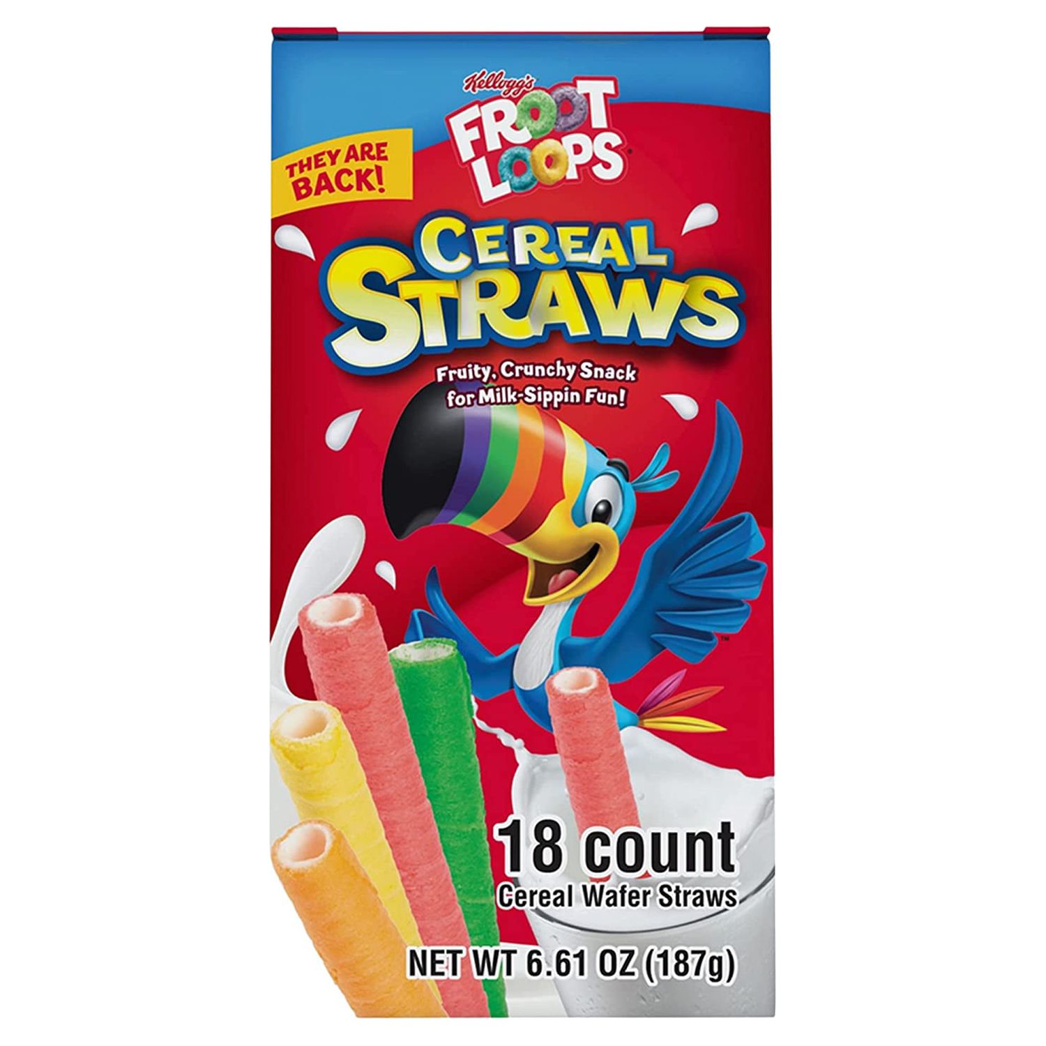 2022 Kellogg's Cereal Straws Froot Loops Edible Breakfast Straw Alternatives for Milk  Pack of 2- 36 Straws