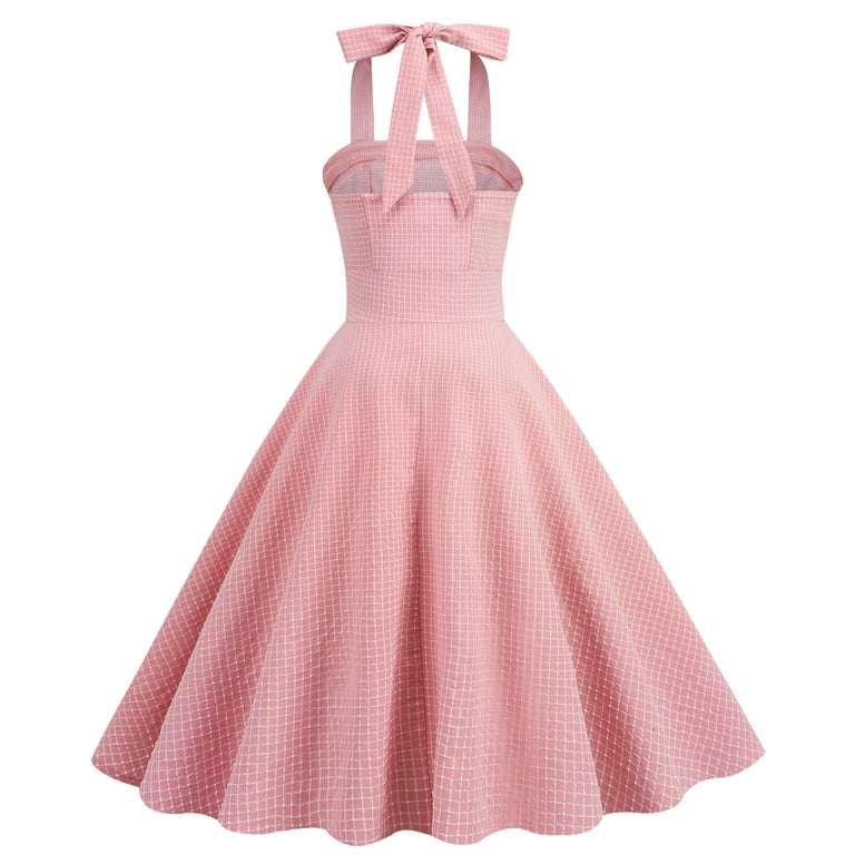 Womens Retro 1950s Dress Halter Neck Vintage Tea Dress Stretchy Prom A Line  Swing Cocktail Party Knee Length Dress - Walmart.com