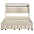 thumbnail image 4 of Coaster Madison LED Upholstered Contemporary Fabric Full Storage Bed in Cream, 4 of 9