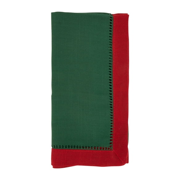 Saro Lifestyle Elegant Edges Two-Tone Hemstitched Napkin (Set of 12)