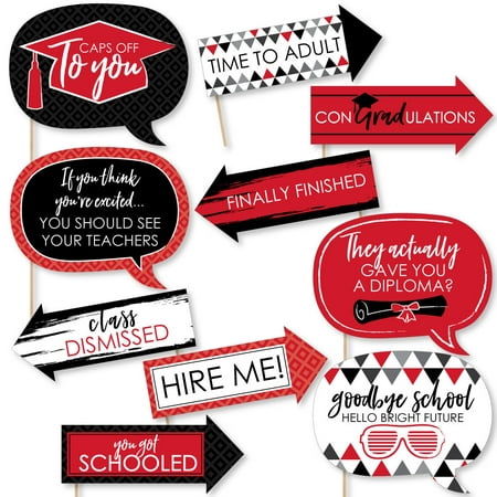 Funny Red Grad - Best is Yet to Come - Red Graduation Party Photo Booth Props Kit - 10 (Best Dip To Take To A Party)