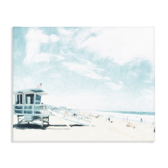 Stupell Industries Rustic Lodge Blue Beach Station Canvas Art, 20 x 16, by Kim Curinga