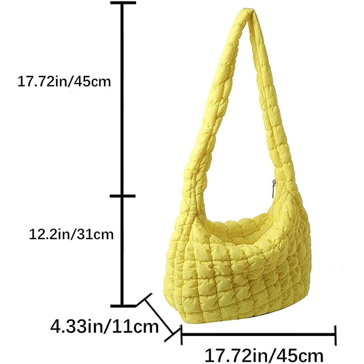 ★LOTSYOU★ lotsyou_Fairy tale Padding Big bag Light Yellow Cotton Padded Shoulder Bag for Women Puffer Tote Bag Quilted