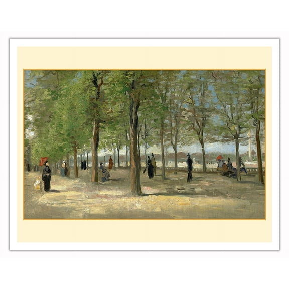 Terrace in the Luxembourg Gardens, France - From an Original Color Painting by Vincent van Gogh c.1886 - Fine Art Matte Paper Print (Unframed) 11x14in