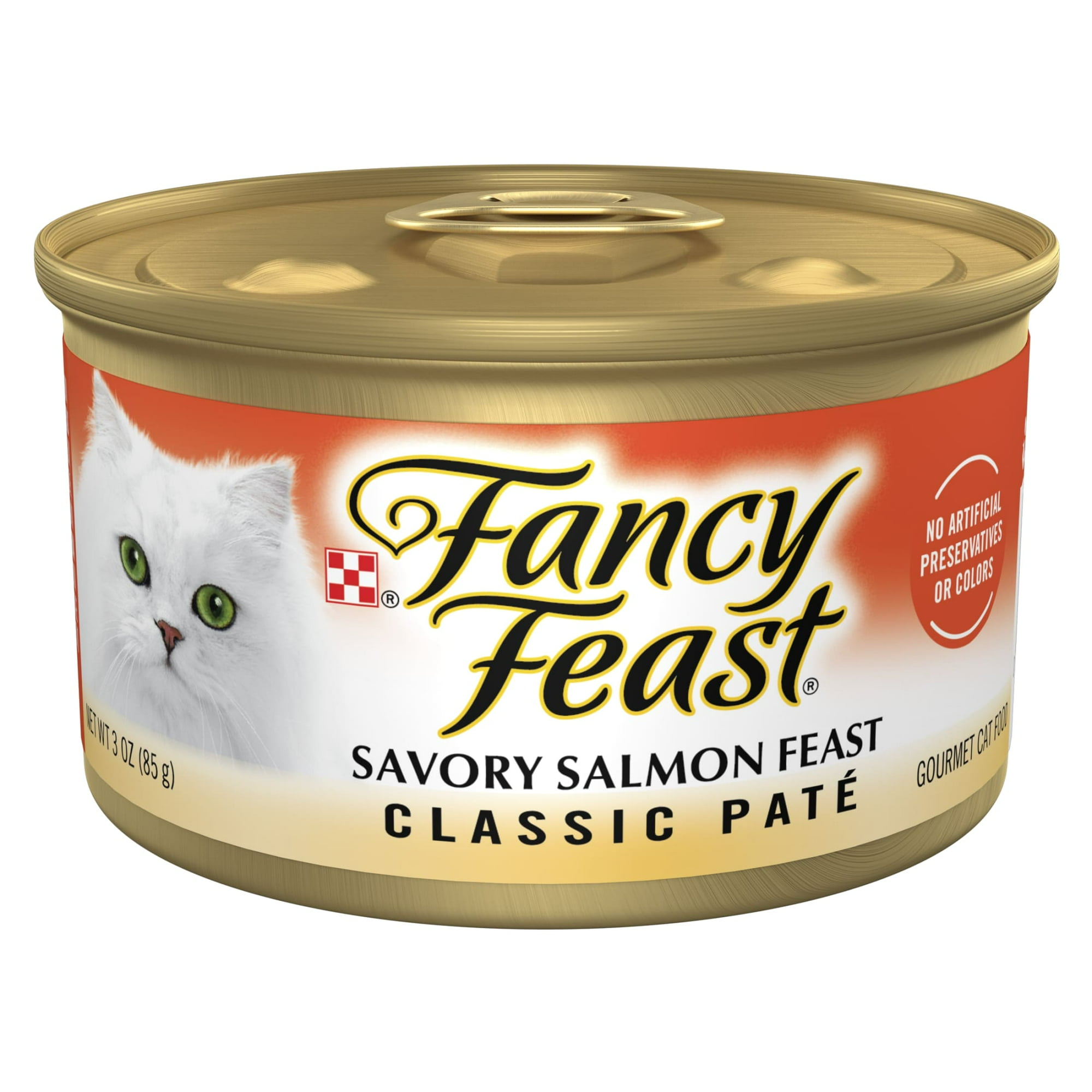 Purina Fancy Feast Savory Salmon Feast Classic Pate Wet Cat Food, 3 oz Can, 24 Pack