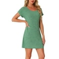 thumbnail image 4 of INSPIRE CHIC Women's Ribbed Knit Nightgown Sleepshirt Short Sleeve Sleepwear Casual Crew Neck Nightshirt XL Green, 4 of 6