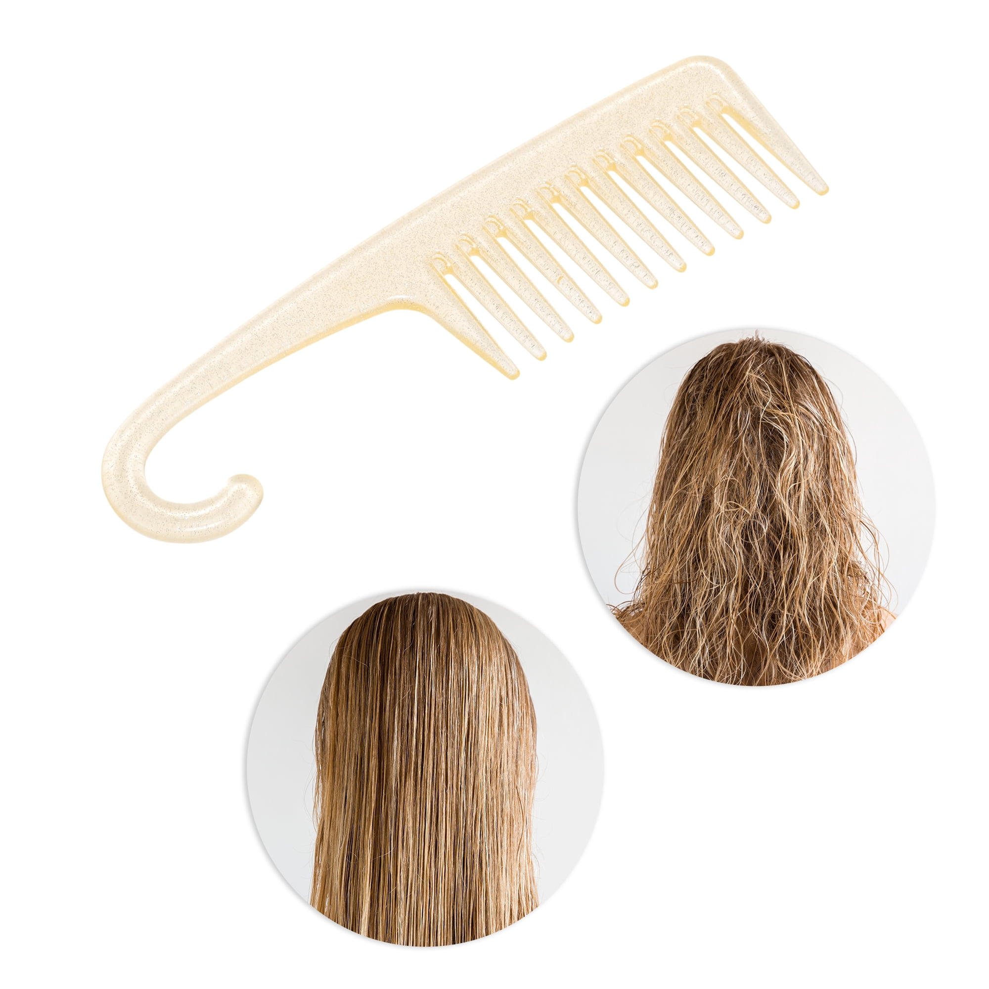 Unique Bargains 1 Pc Durable Large Curved Comb for Curly Hair All Hair Types Yellow