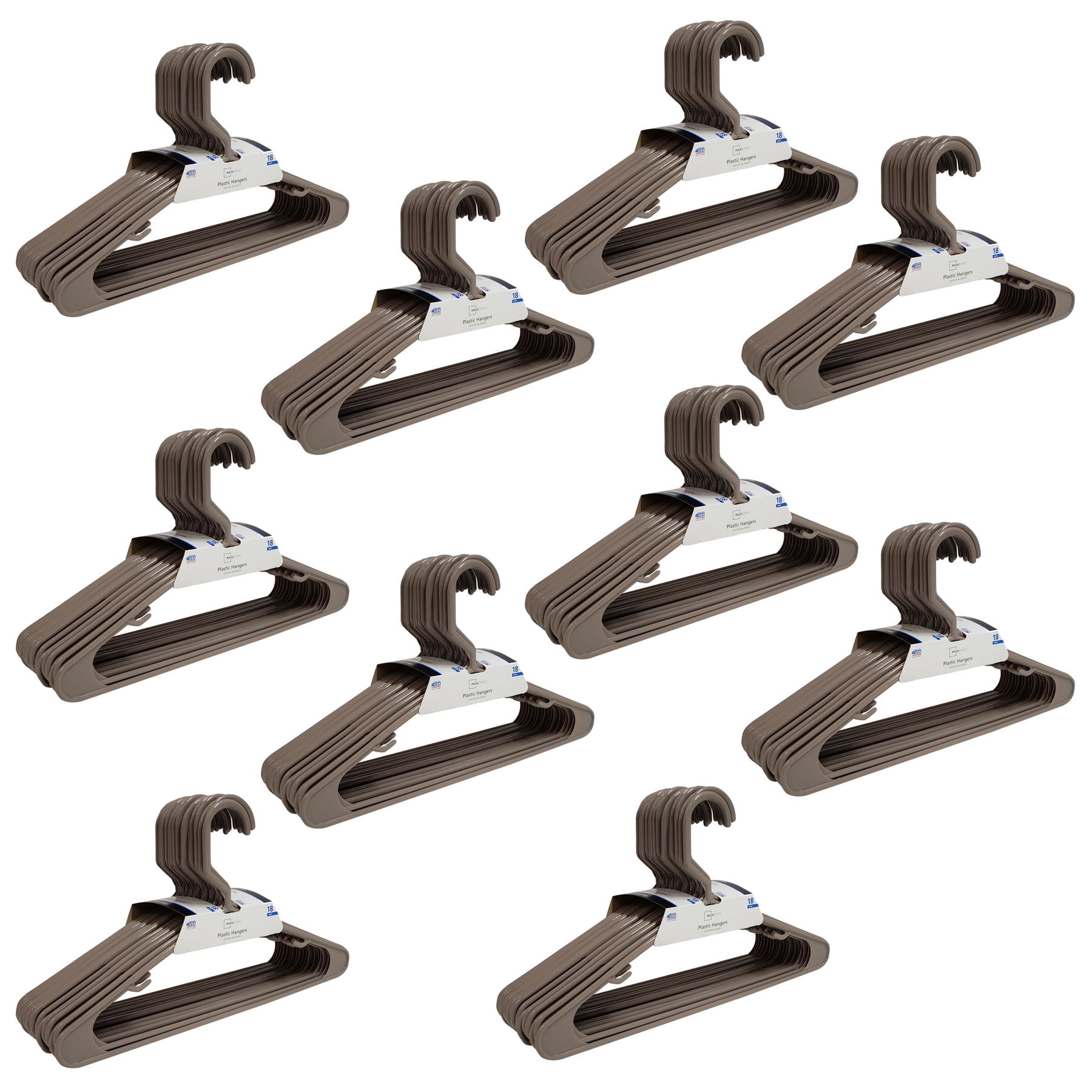 Mainstays Tubular Plastic Hangers, Set of 180, Taupe