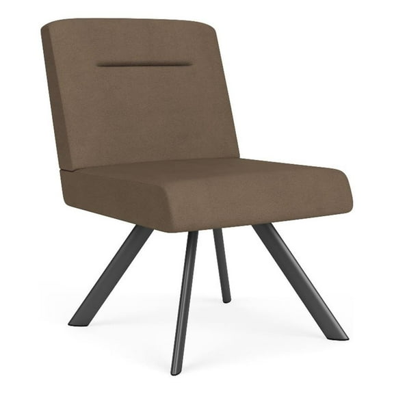 Willow Lounge Reception Waiting Armless Guest Chair / Charcoal Steel / Brown