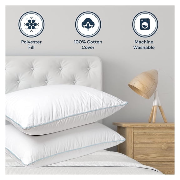 Set of 2 Pillows Similar to Holiday Inn Soft Blue Cord Soft Bed Pillow - Queen Size