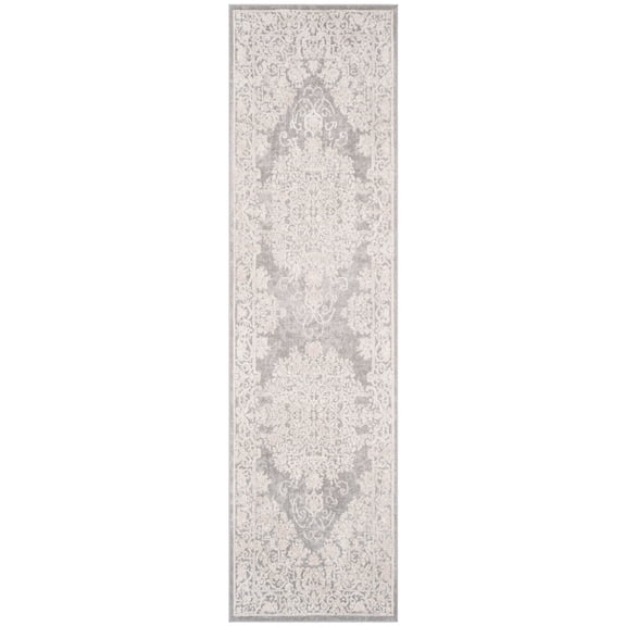 SAFAVIEH Reflection Sophia Traditional Runner Rug, Light Grey/Cream, 2'3" x 14'