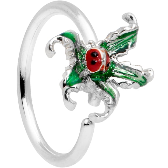 Body Candy Womens 20G 316L Stainless Steel Nose Ring Ladybug Leaves Nose Hoop Ring Circular Nose Ring 5/16”