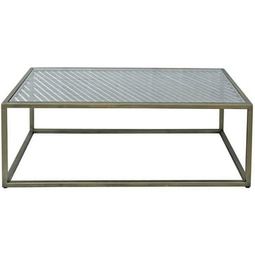 Christian Gold Metal and Glass Coffee Table