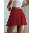 thumbnail image 2 of Womens Girl High Waisted Pleated Tennis Skirt School A-Line Skirts Wine Red S, 2 of 4