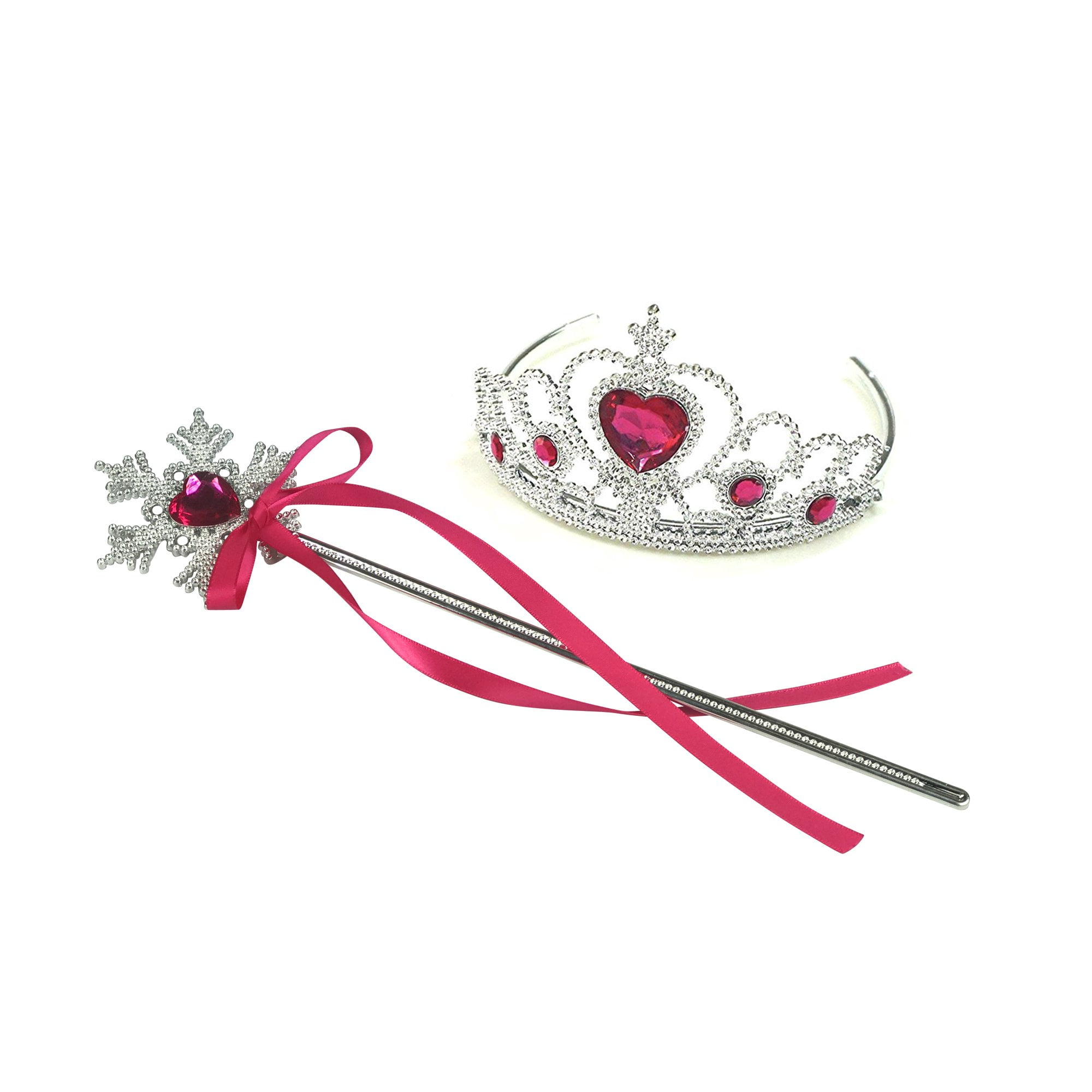 Dreamtale Princess Crown Tiara and Wand SetSilver Heart Jewel(Cherry