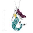 thumbnail image 3 of Swarovski Element Sterling Silver Multi-Color Mermaid Pendant, 18" Neckalce, 3 of 3