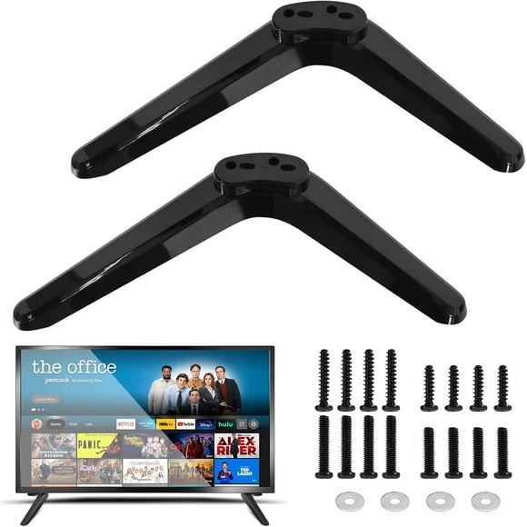 Universal TV Base Stand, Table Top TV Stand Legs with Screws and Instruction, Black ABS TV Replacement Legs for Most 32 40 49 50 55 Inch TCL Roku Smart TV
