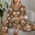 thumbnail image 5 of KLL Beautiful Owl Print Women's Long Sleeve Pajamas with Pants Sleepwear Loungewear 2 Set-Large, 5 of 7