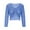 Blue, variant on GigrtiJin Womens Drawstring Crop Knit Top Long Sleeve V-Neck Crochet Ruched Pullover Top Solid Color Comfy Loose Blouse