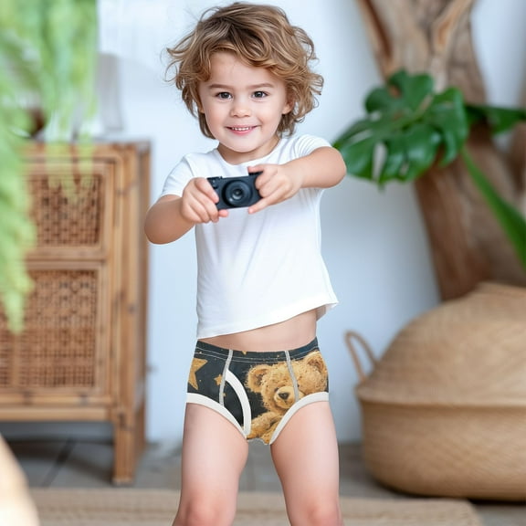 Ckdifva Teddy Bear Stars Boys Underwear Briefs Cotton Panties Active Stretch Briefs One Pack